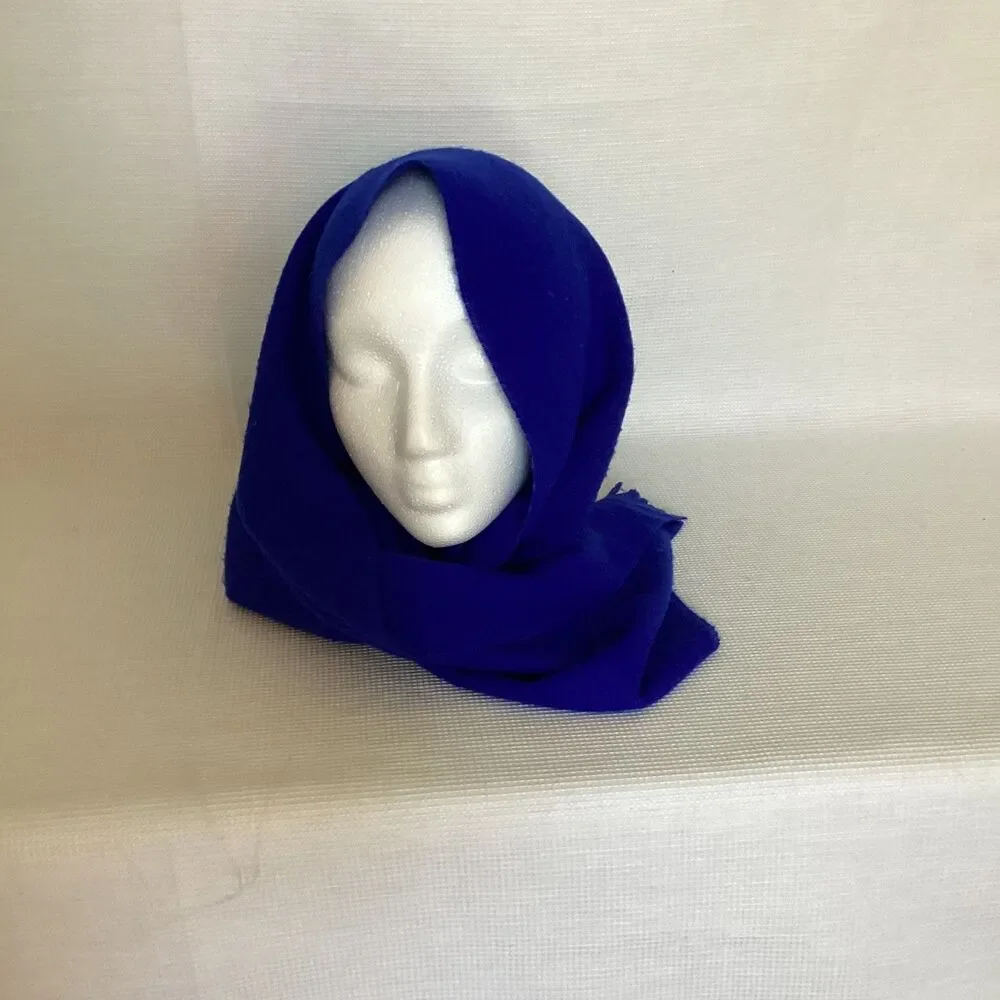 Cobalt Blue Brushed Acrylic Neck Warmer Scarf for Men or Women Vintage 80s